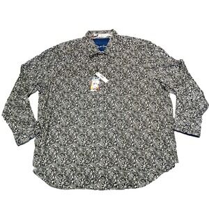 Robert Graham Waycross Shirt Mens 3XL Black White Floral Long Sleeve Classic Fit